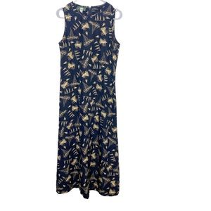 Vintage 90s Lauren Ralph Lauren silk maxi dress sailboats navy blue